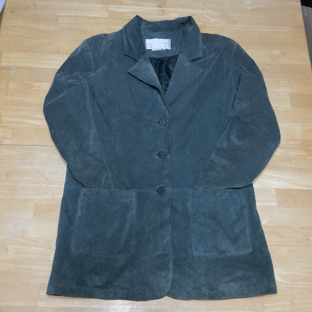Margaret Godfrey Women's Jacket Vintage Suede Leather Blazer Green Size 12